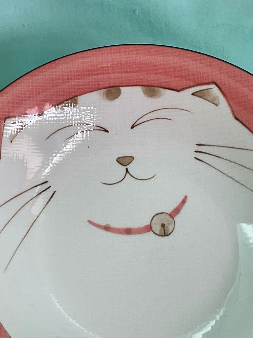 Japanese Smiling Cat Lucky Plate and Bowl Set